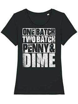 clothinx One Batch Two Batch Penny and Dime | Action-Film Bestrafer und Vollstrecker Design | Perfekt Für Serien-Fans und Binge Watcher Damen T-Shirt Fit Bio und Fair Schwarz Gr. L von clothinx