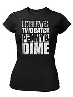 clothinx One Batch Two Batch Penny and Dime | Action-Film Bestrafer und Vollstrecker Design | Perfekt Für Serien-Fans und Binge Watcher Damen T-Shirt Fit Schwarz Gr. L von clothinx