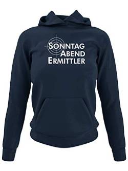 clothinx Sonntag Abend Ermittler | Passend zum Sonntagabend Krimi schauen und eine tolle Geschenkidee für alle Hobby Ermittler Damen Kapuzen-Pullover Navy Gr. XL von clothinx