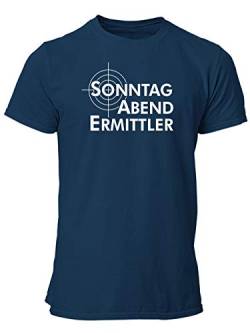 clothinx Sonntag Abend Ermittler | Passend zum Sonntagabend Krimi schauen und eine tolle Geschenkidee für alle Hobby Ermittler Herren T-Shirt Navy Gr. 3XL von clothinx