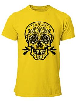 clothinx Sugar Skull Mono Männer T-Shirt Bio & Fair Gelb Größe L von clothinx