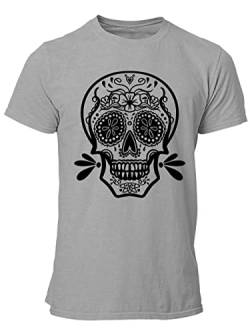clothinx Sugar Skull Mono Männer T-Shirt Bio & Fair Grau Größe L von clothinx