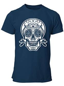 clothinx Sugar Skull Mono Männer T-Shirt Bio & Fair Navy Größe L von clothinx