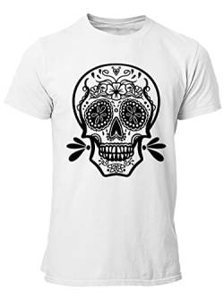 clothinx Sugar Skull Mono Männer T-Shirt Bio & Fair Weiß Größe L von clothinx