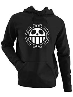 clothinx T. Law Piraten Anime und Manga Design | Crossbone Freibeuter Schädel | Perfekt für Cosplay Fans und die nächste Convention oder Messe Herren Kapuzen-Pullover Schwarz Gr. M von clothinx