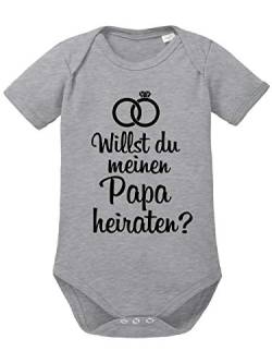 clothinx Willst Du Meinen Papa heiraten? | Schönes Geschenk für den Antrag an den Partner | Qualitativ Hochwertig Bedruckt | 100% Bio-Baumwoll Baby-Body Bio Sports Grey Gr. 50-56 von clothinx