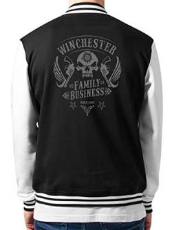 clothinx Winchester Family Business Skull Patch Design | Join The Hunt als Dämonenjäger im klassischen Biker Style College-Jacke Unisex Schwarz/Weiß Gr. XL von clothinx