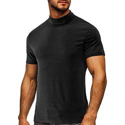 Herrenmode lang/kurze Ärmel Rollkragen Slim Fit Pullover Tops Thermoshirts, Style7-black, L von cloudmall