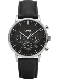 Aravis Chrono Leather, Silver, Black/Black von cluse