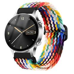 cobee Dehnbares Nylonband, geflochtenes Sport Elastikband Ersatzarmbänder weiches Gummiband Solo Loop Armband für Uhren und Smartwatches (Regenbogenfarbe, 20 mm) von cobee