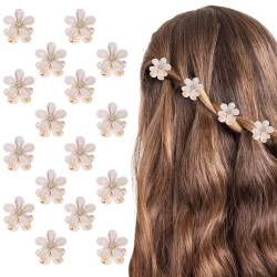 cobee Kleine Blumen Haarspangen, Mini Diamant Blumen Haarspange Pearl Blumen Klein Haarklammer Haarschmuck für Damen Mädchen Geburtstag Party Hochzeitsfeier (Beige) von cobee