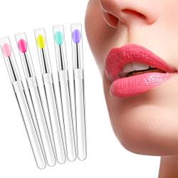 cobee Soft Lip Brushes, Weicher Make up Lippenpinsel, 5 Stück Silikon Lippenstiftpinsel mit Abdeckung Lippenstift Applikator Kosmetikstäbe wiederverwendbarer Lippenpeeling Applikator von cobee