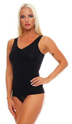 2 Stück Damen Form-Unterhemden Shapewear schwarz sanft formend kaschiert Taille und Bauch ohne Nähte Seamless Gr. 40-42 von cocain