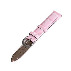 12/14/16/18/19/20/22mm Männer Frauen Bunte echtes Leder-Uhrenarmband-Ersatzarmband Armbänder Uhren Zubehör, Rosa, 19mm von cocolook