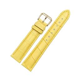 12mm-24mm bunter echtes Leder-eleganter Armband Ersatz Krokodil-Korn-Pin-Haken-Uhrenarmband mit Quick Release-Frühlings-Stab, Gelb, 22mm von cocolook