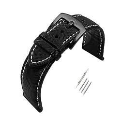 20/21/22/23/24mm Herren Classic Nylon Lederband Pin-Haken Wasserdicht Verschleißfeste Armband Armbänder Zubehör, 21mm von cocolook