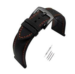 20/21/22/23/24mm Herren Classic Nylon Lederband Pin-Haken Wasserdicht Verschleißfeste Armband Armbänder Zubehör, 23mm von cocolook