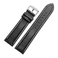20/22mm Carbon-Faser-und echtes Leder-Schwarz Uhrenarmband-Ersatz mit Schnellspanner Federstegdornschließe Armband, 20mm von cocolook