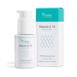 colibri skincare Vitamin C15 Booster 30ml - hochdosiertes, veganes Anti Aging Serum mit echten 15% Vitamin C - Gesichtspflege gegen Pigmentflecken und Augenringe - Made in Germany von colibri skincare