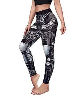 Damen Steampunk-Retro-Leggings, Comic-Cosplay, Punk, Polyester, Gothic, Hose, Capris, Pants, S-4XL, Übergröße - - Mittel von color cosplayer