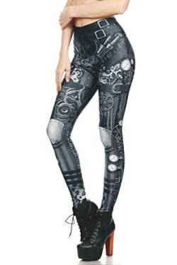 Damen Steampunk-Retro-Leggings, Comic-Cosplay, Punk, Polyester, Gothic, Hose, Capris, Pants, S-4XL, Übergröße - - X-Groß von color cosplayer