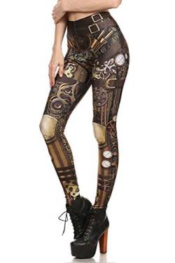 Damen Steampunk-Retro-Leggings, Comic-Cosplay, Punk, Polyester, Gothic, Hose, Capris, Pants, S-4XL, Übergröße - - X-Groß von color cosplayer