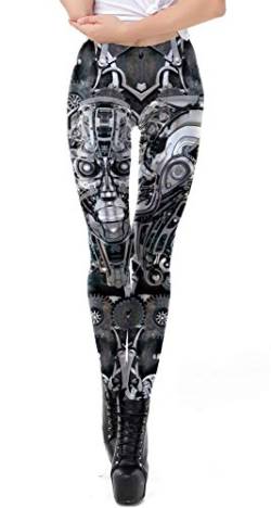 Damen Steampunk Retro Leggings Comic Cosplay Punk Print Polyester Gothic Hose Caprihose S-4XL Übergröße, Steampunk 8, Groß von color cosplayer