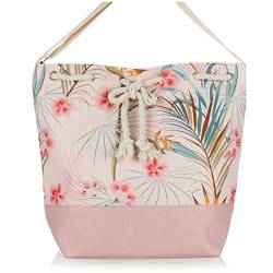 com-four® Große Strandtasche - Moderne Pooltasche für Strandutensilien - Damen-Shopper zum Einkaufen - Umhängetasche für Strand, Pool, Urlaub (pink - floral) von com-four