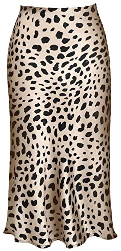 Rock Damen Leopard Midi Lang Röcke Sommer Versteckte Elastische Taille Lässig Leoparden Rock Midirock Skirt Large von comefohome