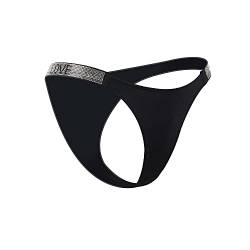 comeondear Panty Hipster Damen Strass String Tanga Niedrige Taille Slip Bikini T-Back Brazilian Höschen Große Größen Soft Thong (Schwarz XL-XXL/44-46) von comeondear