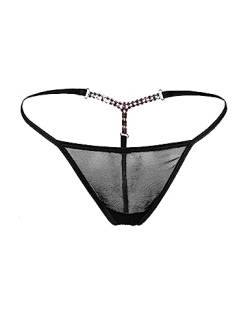 comeondear Sexy G-String Tanga Damen Slips Strass Panty Mesh T-Back Thong Soft Höschen Große Größen Unterhosen(Schwarz XL-XXL/44-46) von comeondear