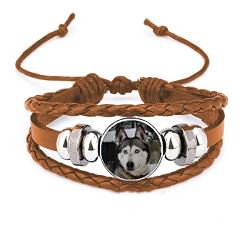 comp Armband mit Hundemotiv, Motiv: Husky, Lederschmuck von comp