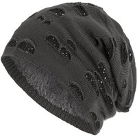 compagno Strickmütze (1-St) Gefütterte Damen Mütze Wintermütze Pailletten Damenmütze Beanie Haube von compagno