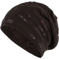 compagno Strickmütze (1-St) Gefütterte Damen Mütze Wintermütze Pailletten Damenmütze Beanie Haube von compagno