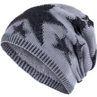 compagno Strickmütze (1-St) Sternen Wintermütze warm gefütterte Beanie Mütze Stern von compagno