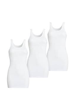 Conta Achselhemd lang, Top mit Spitze für Damen, Unterhemd in Feinripp, Trägertop aus Baumwolle, weiß | 3er Pack, Gr.: 40/M von con-ta
