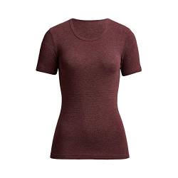 Conta Thermo Kurzarm Shirt, T-Shirt mit natürlicher Baumwolle, wärmende Unterwäsche für Damen, Rundhalsausschnitt, Damenbekleidung, Burgund Geringelt, Größe: 48/3XL von con-ta