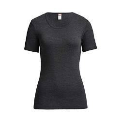 Conta Thermo Kurzarm Shirt, T-Shirt mit natürlicher Baumwolle, wärmende Unterwäsche für Damen, Rundhalsausschnitt, Damenbekleidung, Schwarz Geringelt, Größe: 50/4XL von con-ta