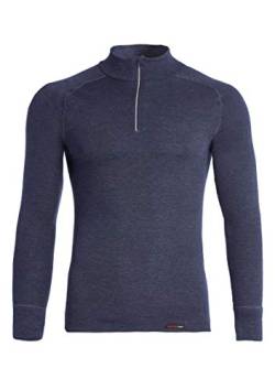 Conta Thermo Langarm Shirt mit Zipper für Herren, wärmendes Longsleeve aus natürlicher Baumwolle, bequemes Basic, Herrenbekleidung, Marine Melange, Größe: 6/L von con-ta