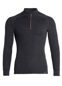 Conta Thermo Langarm Shirt mit Zipper für Herren, wärmendes Longsleeve aus natürlicher Baumwolle, bequemes Basic, Herrenbekleidung, Schwarz Melange, Größe: 10/4XL von con-ta