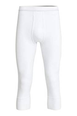 con-ta 3/4 Lange Hose mit Eingriff, Bequeme Unterhose für Herren, anschmiegsame Unterwäsche, Leggins aus weicher Baumwolle in Feinripp, in Weiß, Größe: 5/M von con-ta