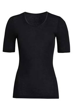 con-ta Kurzarm Shirt, klassisches Basic T-Shirt für Damen, Oberteil mit rundem Halsausschnitt, aus weicher Wolle und Modal, in Schwarz, Größe: 38 von con-ta
