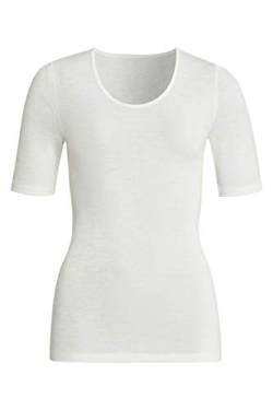 con-ta Kurzarm Shirt, klassisches Basic T-Shirt für Damen, Oberteil mit rundem Halsausschnitt, aus weicher Wolle und Modal, in Wollweiß, Größe: 40 von con-ta