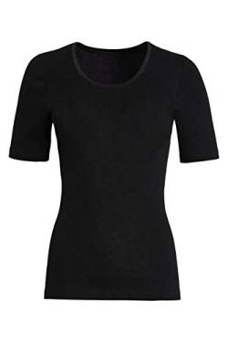 con-ta Kurzarm Shirt, warmes Basic für Damen, aus weichem Angora und Baumwolle, klassisches T-Shirt, dezentes Oberteil, in Schwarz, Größe: 38 von con-ta