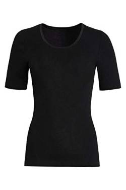 con-ta Kurzarm Shirt, warmes Basic für Damen, aus weichem Angora und Baumwolle, klassisches T-Shirt, dezentes Oberteil, in Schwarz, Größe: 50 von con-ta