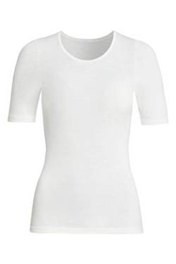 con-ta Kurzarm Shirt, warmes Basic für Damen, aus weichem Angora und Baumwolle, klassisches T-Shirt, dezentes Oberteil, in Wollweiß, Größe: 42 von con-ta