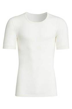 con-ta Kurzarm Shirt, warmes Basic für Herren, dezentes Oberteil aus Angora und Baumwolle, klassisches T-Shirt, in Wollweiß, Größe: 5 von con-ta