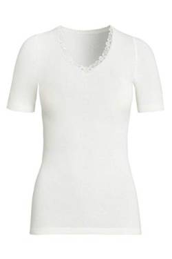 con-ta Kurzarm Shirt, warmes T-Shirt für Damen, klassisches Basic aus Angora und Wolle, dezentes Oberteil, in Wollweiß, Größe: 38 von con-ta