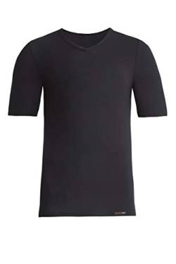 con-ta Kurzarm Shirt Modal, bequemes Basic-T-Shirt für Herren, mit V-Ausschnitt, aus weichem Single-Jersey, Herrenbekleidung, in Schwarz, Größe: 6/L von con-ta