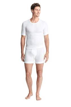 con-ta Kurze Hose mit Eingriff, Unterhose für Herren, anschmiegsame Unterwäsche, Enge Shorts, Radlerhose aus weicher Baumwolle in Feinripp, in Weiß, Größe: M - 9XL von con-ta